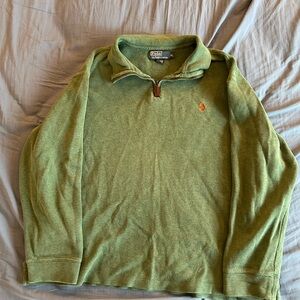 Vintage 90s Polo Ralph Lauren Quarter Zip Sweater Green Size XL